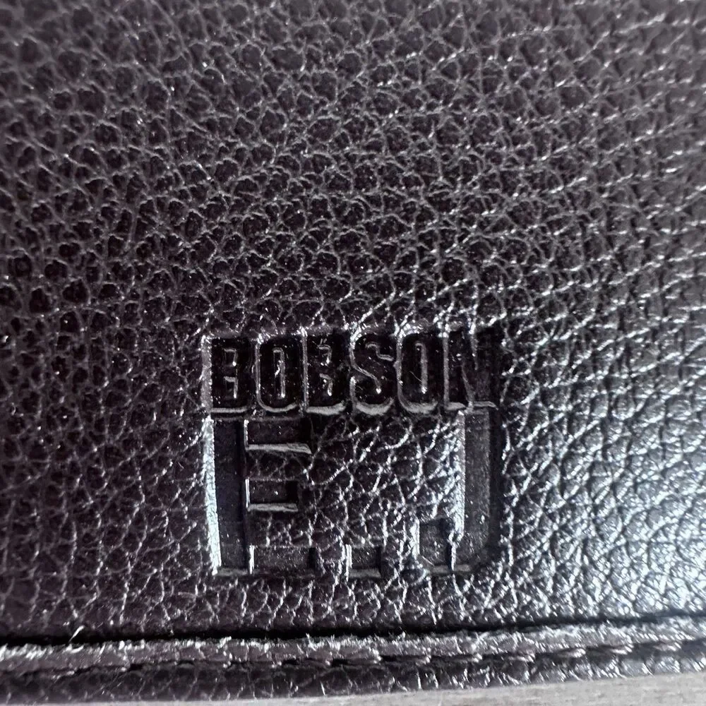 Bobson International Luxury Black Pebbled Leather Bofold mens wallet unused